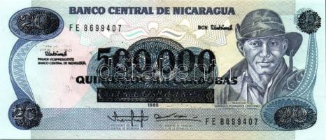 Nicaragua 1990. 200.000C + 500.000C fny régebbi bankjegyeken T:I