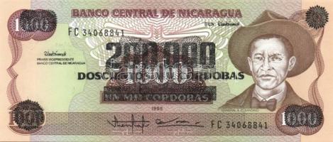 Nicaragua 1990. 200.000C + 500.000C fny régebbi bankjegyeken T:I