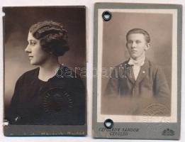 cca 1915-1932 5 db keményhátú fotó és 2 db vasúti igazolvány, 11x7 cm