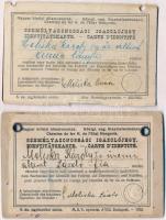 cca 1915-1932 5 db keményhátú fotó és 2 db vasúti igazolvány, 11x7 cm