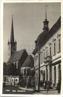 Dés, Dej; Református templom, Hotel Hungaria szálloda / Calvinist church, hotel