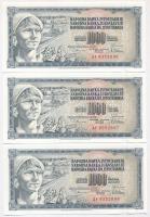 Jugoszlávia 1978. 1000D (8x) sorszámkövetők, valamint mindegyiken nyomdahiba "GUVERNE" T:I...