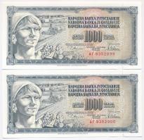 Jugoszlávia 1978. 1000D (8x) sorszámkövetők, valamint mindegyiken nyomdahiba "GUVERNE" T:I...