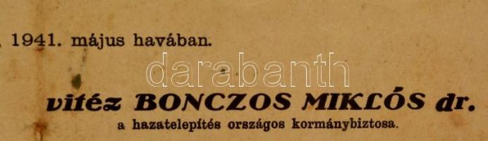 1941 Horthy Miklós kiáltványa a visszatért Délvidék magyarjaihoz. Üvegezett keretben 30x50 cm