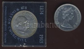 Anglia 1965. Crown "Churchill" eredeti tokban T:2 + 1981. 25P "Charles + Diana" T:2