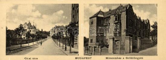 Budapest XI. Gellérthegy műteremmel, Orlay utca villákkal. mini képeslap / minicard (18 cm x 6,8 cm)