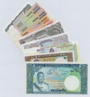 10db-os vegyes külföldi bankjegy tétel, közte Egyiptom, Fehéroroszország, Laosz T:I,I- 10pcs of various banknotes, including Egypt, Belarus, Lao C:UNC,AU