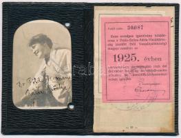 1925-1926 2 db Magyar Királyi Államvasutak félárú jegy váltására jogosító arcképes igazolvány