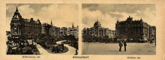 Budapest I. Tabán, Gellért és Döbrentey tér, villamos, Czigler-féle sarok palota, Wellisch Sándor és Gyula háza. mini képeslap / minicard (18 cm x 6,8 cm)