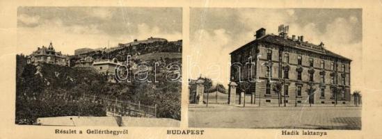 Budapest XI. Gellérthegy villákkal, Hadik laktanya. mini képeslap / minicard (18 cm x 6,8 cm) (fa)