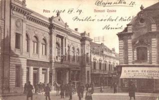 1908 Pécs, Nemzeti Kaszinó (Casino), Lehr Izidór üzlete, Ullmann Károly váltóüzlete (EK)
