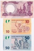 Nigéria 2005. 5N + 2006. 10N + 2007. 50N T:I
Nigeria 2005. 5 Naira + 2006. 10 Naira + 2007. 50 Nair...