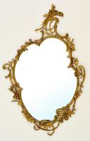 Metszett tükör, barokkos réz keretben. / Cut mirror in copper frame. 50x35 cm