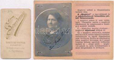 1942 Országos Tiszti Kaszinó meghívója hölgy részére, fényképes igazolvány + osztrák-magyar katonati...