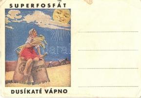 Superfosfát. Dusíkaté Vápno / Czech fertilizer advertisement card (EB)