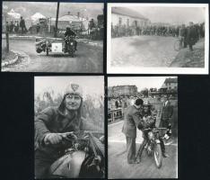 1926, 1931 Motorversenyek és motorversenyzők: temesvári Glória SE, Lukavecz-Zamecsnik páros, Martinecz, stb., 4 db utólagos előhívás, 6,5×9,5 cm