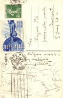 1938 Coupe du Monde. Labdarúgó világbajnokság reklámlapja. Hátoldalon az ezüstérmes magyar csapat al...