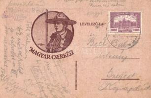 1925 Az Őr. Magyar cserkész / Hungarian scout art postcard, silhouette s: Velősy B. (EK)