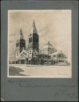 1911 Budapest Hudetz János:Templom tervének fotója. a tervező saját kezű.aláírásával Gózon István plébánosnak ajánlva 21x27 cm