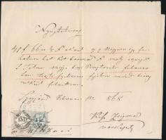 1868 Nyugtatvány Szekszárd. 1866 4 kr (MBK 122A, kékes) (36 000) + 15kr (fehér papírú)