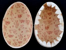 cca 1930 Húsvéti nyúl figura 14 cm és tojások 11 cm. Papírból és egyik selyem borítással / 1930 Toy ...