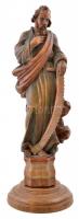 XIX. sz.: Szent József faragott fa szobor talapzaton. / Saint Joseph carved wooden statue 45 cm