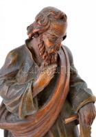 XIX. sz.: Szent József faragott fa szobor talapzaton. / Saint Joseph carved wooden statue 45 cm