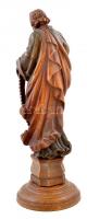 XIX. sz.: Szent József faragott fa szobor talapzaton. / Saint Joseph carved wooden statue 45 cm