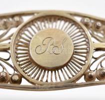 1821 Brünn, antik ezüst készlet. Áttört kosárka, aranyozott belsőrésszel, hat kiskanál, cukorfogó, m...