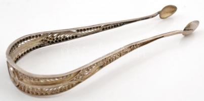 1821 Brünn, antik ezüst készlet. Áttört kosárka, aranyozott belsőrésszel, hat kiskanál, cukorfogó, m...