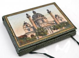 Ezüst tű készlet arany végekkel városképes tokban / Silver needle with gold tip in case