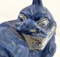 Nagyméretű kínai pecsétnyomó. Fő kutyát ábrázoló festett mázas porcelán / Large Chinese seal maker P...