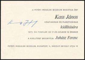 Kass János grafikus aláírása kiállítási meghívón