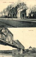 1911 Gyoma, vasútállomás, Vasúti híd. W. L. Bp. 5272-36. Klein Vilmos kiadása / Bahnhof / railway station (fl)