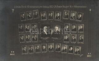 1923-14 Győr, Felső Kereskedelmi Iskola végzett IV. éves növendékei. tablókép / graduates of the Upper Commercial School, tableau photo