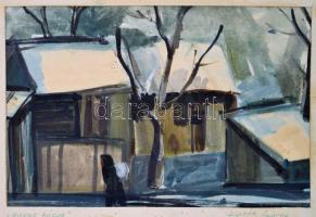 Lipták György: Havas házak. Akvarell, papír, Jelzett. 23x35 cm