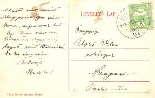 1912 Makó, Piac tér árusokkal, szobor, Joánovits A.,  Tokár András és Oberliner Mór üzletei. Kiadja ...