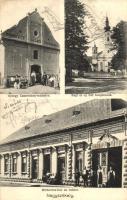 1933 Nagyszékely, Régi és új református templomok, Mirkovics György háza, üzlete és cementáru-műhelye (fl)