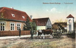 Balatonszentgyörgy, Falu részlet, ökrös szekér (EK)