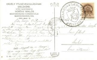 1940 Marosvásárhely, Targu Mures; bevonulás, Horthy Miklós és Purgly Magdolna / entry of the Hungari...
