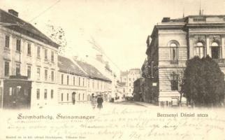 1899 Szombathely, Steinamanger; Berzsenyi Dániel utca, Színház, villamos (Rb)