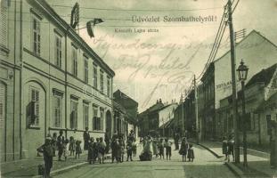 1906 Szombathely, Steinamanger; Kossuth Lajos utca, magyar zászló, Tóth Károly liszt raktára (EK)