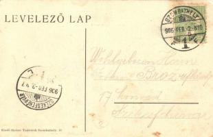 1906 Szombathely, Steinamanger; Kossuth Lajos utca, magyar zászló, Tóth Károly liszt raktára (EK)