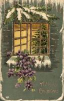 6 db régi főleg litho üdvözlőlap, közte dombornyomott, karácsonyi és újévi lapok is / 6 pre-1945 mai...