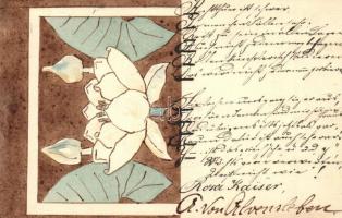 1899 Hand-painted Art Nouveau art postcard. Letter wrote to Richard Stury Hofschauspieler (German actor) s: A. von Alvensleben (EK)