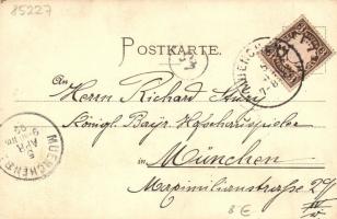 1899 Hand-painted Art Nouveau art postcard. Letter wrote to Richard Stury Hofschauspieler (German ac...