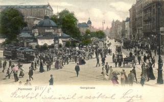 Hannover, Georgstrasse / street view with tram, Café Kröpcke. Georg Kugelmann 248. (EK)