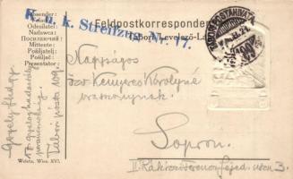 1916 Isonzo-Armee 1915 feliratú ezüst jelvény dombornyomott képe tábori postai levelezőlapon. Gergel...