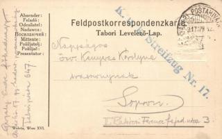 1917 Isonzo-Armee 1915-1917 feliratú bronz jelvény dombornyomott képe tábori postai levelezőlapon. G...