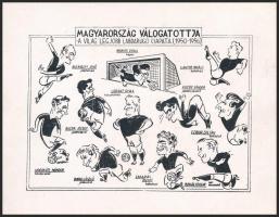 cca 1956 Magyarország válogatottja - a világ legjobb labdarúgó csapata 1950-1956, Aranycsapat karikatúra lap